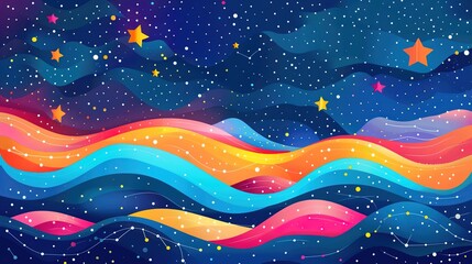 _Cute_cartoon_vector_background_with_a_blue_gradien