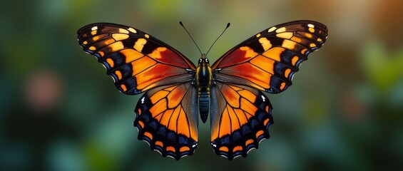 Fototapeta premium A butterfly with vibrant orange and black wings