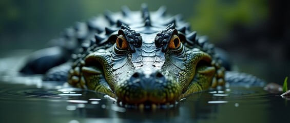 Fototapeta premium A large reptile with a long snout and sharp teeth, native to tropical and subtropical regions