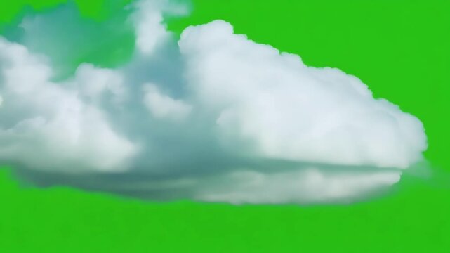 Thick white cloud rolling silently. Green screen chromakey.