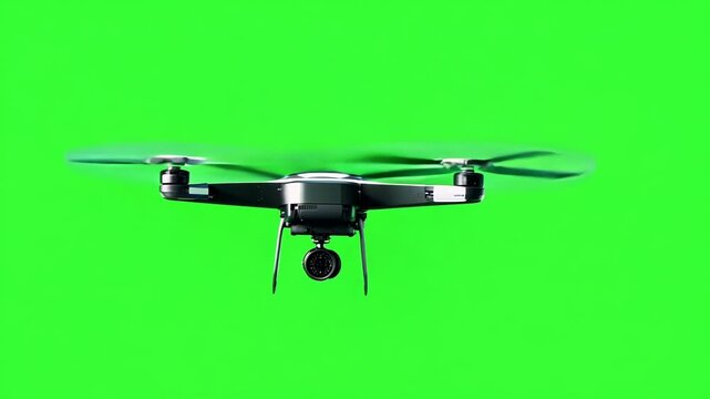 A drone performing a loop showcasing its agility. Green screen chromakey.