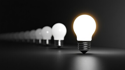 Glowing Lightbulb on Dark Background, Symbolizing Creativity, Digital Transformation, and Technological Advancement for Business Strategy