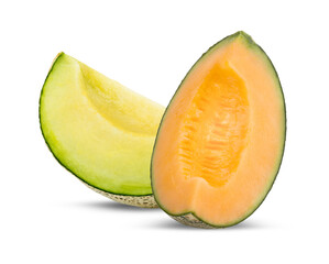 Pieces of Cantaloupe melon isolated on transparent png