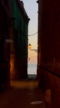 night city street  in taranto apulia italy