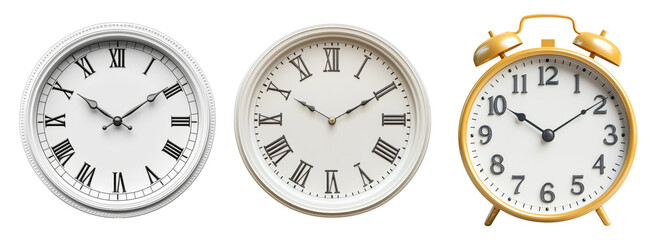 Isolated Vintage Clocks with Transparent Background Design