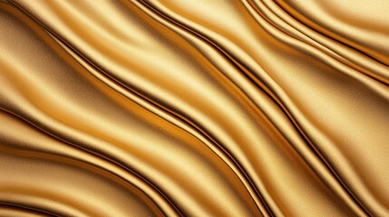 Fototapeta premium Elegant Gold Satin Fabric Texture with Soft Wavy Pattern
