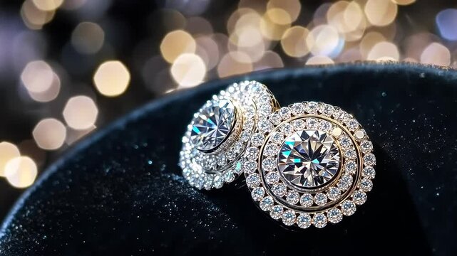 Sparkling beauty showcased with exquisite earrings featuring brilliant gemstones and intricate designs at a luxury event. Generative AI