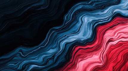 Obraz premium Abstract Colorful Waves in Deep Black, Blue, and Red Tones