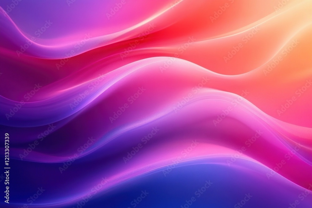 Poster abstract waves in pink and blue gradient backgrounds with fluid motion and vibrant colors
