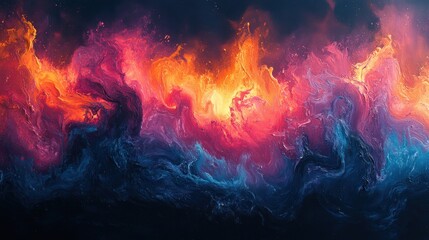 Fototapeta premium Vivid Colorful Paint Splashes in Dynamic Abstract Composition Resembling Cosmic Energy Motion