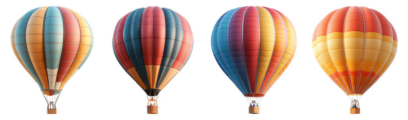 Colorful Hot Air Balloons Isolated on Transparent Background