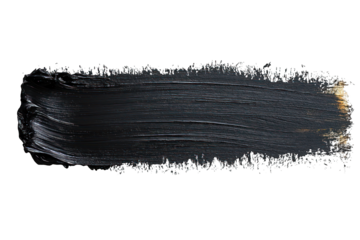 A thick, dark paint stroke on a transparent background, showcasing texture and depth. 
