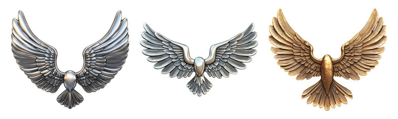 Obraz premium Detailed Illustrations of Three Eagle Emblems on Transparent Background
