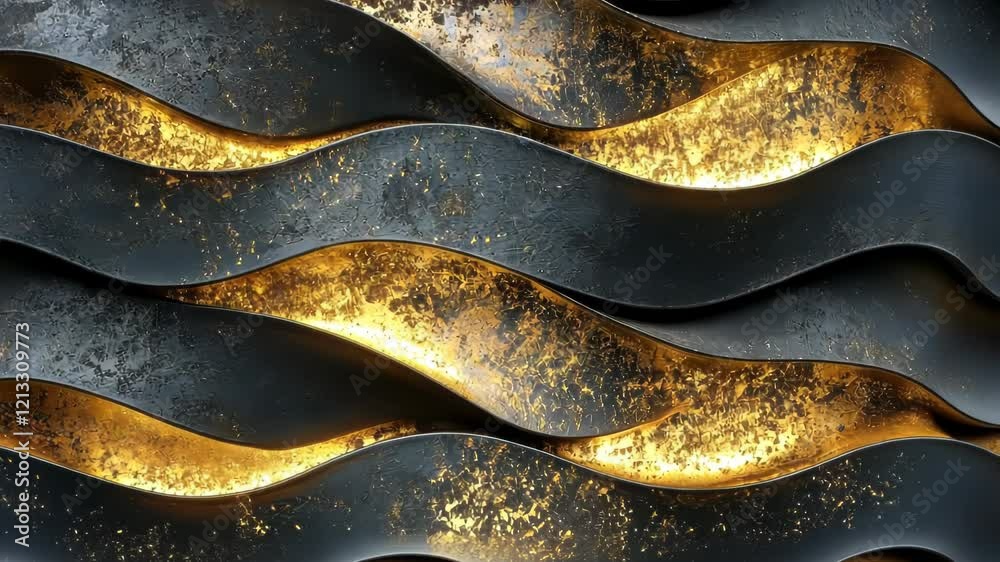 Poster captivating patterns of black and gold waves create a mesmerizing visual experience in abstract art.