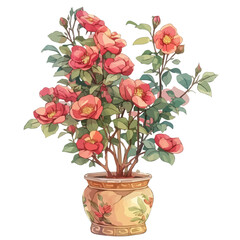 Wood Rose Plant – A Beautiful and Detailed Vector Illustration in Watercolor Flat Style
