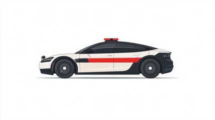 Police Car Side View Vector Illustration for Transport Vehicle Icon Usage