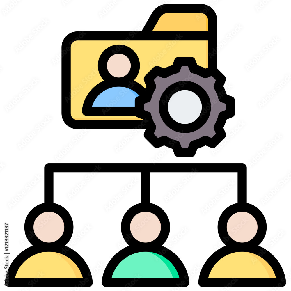 Poster customer database outline color icon