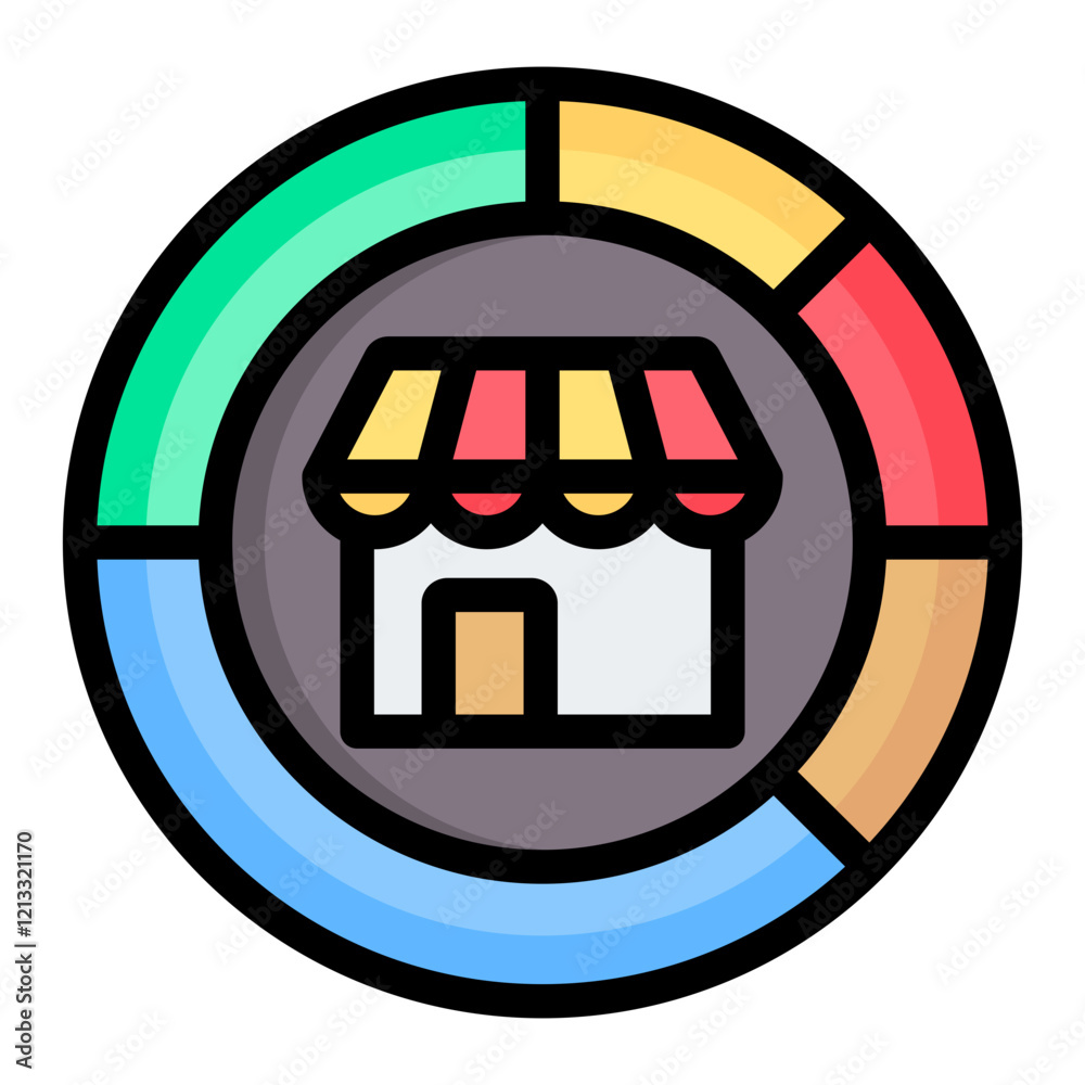 Poster segmentation outline color icon