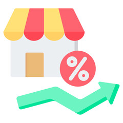 Market Growth Rate Flat Icon