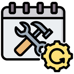 Planned Maintenance Outline Color Icon