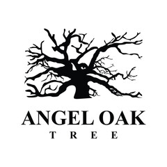 angel oak tree logo design vector
