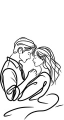 Line Art Couple Romantic Relationship. couple romance Illustration for background, wedding day, valentine's day, wedding anniversary.