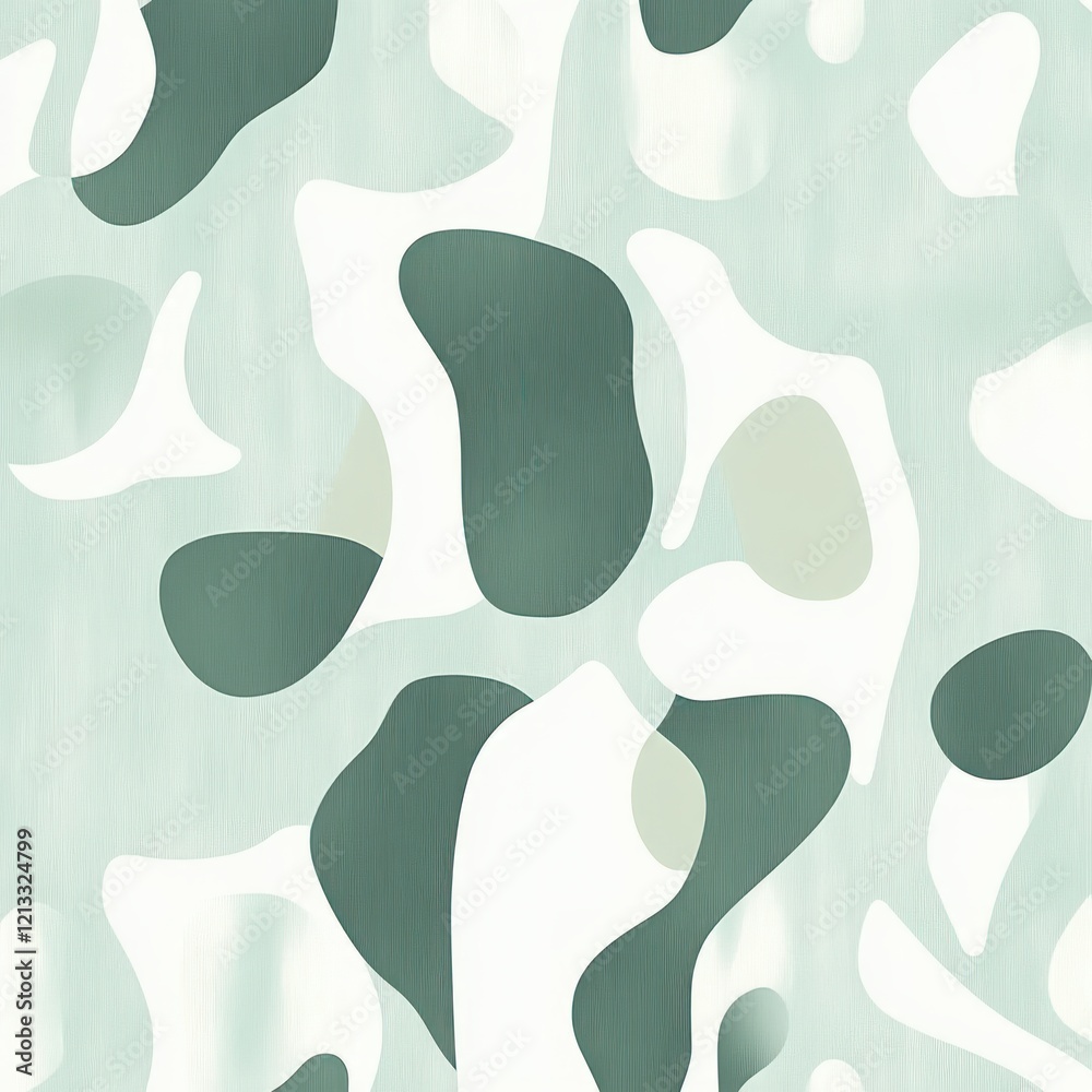 Aufkleber abstract seamless pattern design in soft mint hues with white shapes