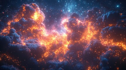 Fototapeta premium Fiery Nebula in Deep Space: A Cosmic Abstract
