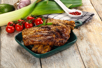 Tasty roasted pork ribs with spices