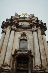 Dominican church and monastery in historical old city district of Lviv. Lviv is one of main cultural centres and largest city and in western Ukraine.