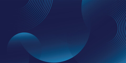 Abstract blue geometric lines glowing on dark blue background. Modern shiny blue circle lines pattern. Futuristic technology concept