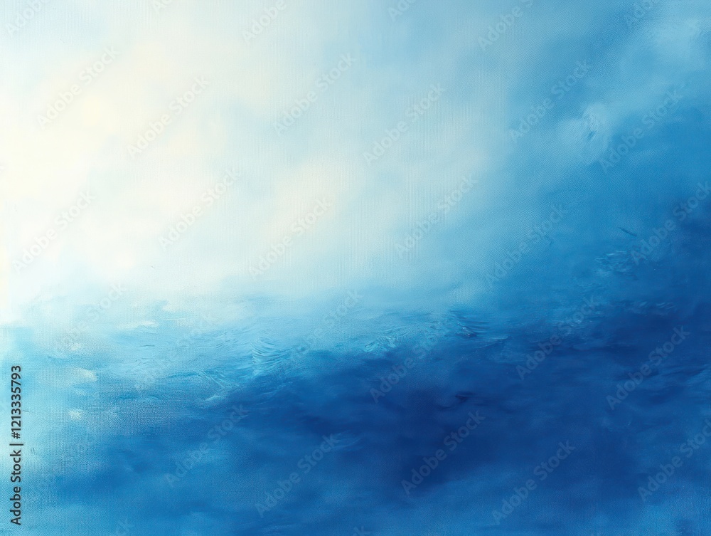 Poster serene abstract painting blue gradient impressionism calming atmosphere diagonal composition minimal