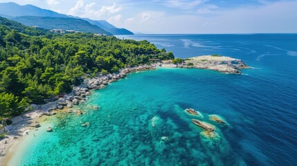 Naklejka premium Aerial view concept of clear turquoise sea.