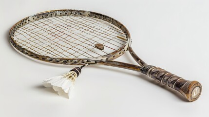 Badminton racket concept on white background