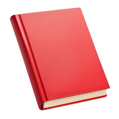 Red hard cover book, transparent background
