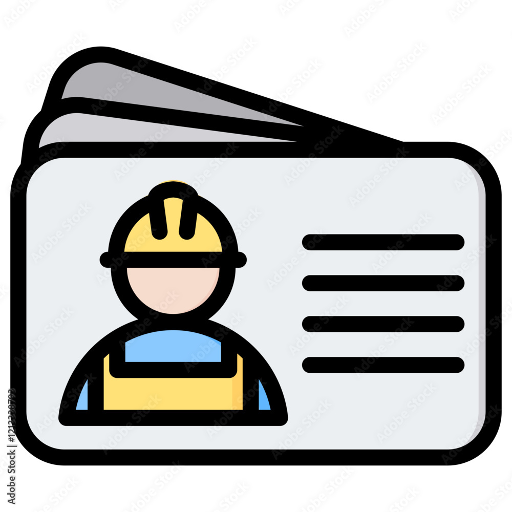 Poster worker identity outline color icon