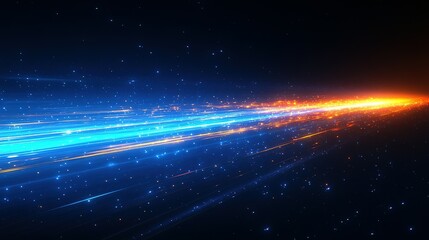Abstract streaks of blue and orange light in space