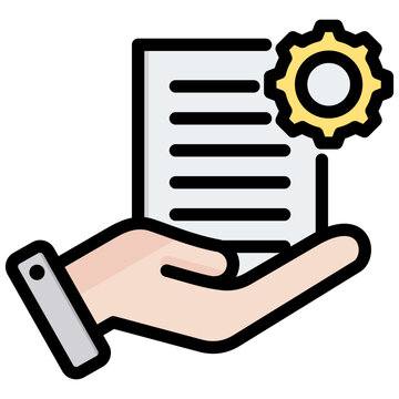 hand holding document with gear icon clip art preview