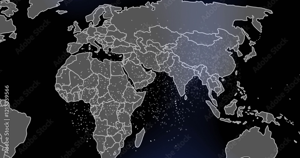 Poster image of data processing over world map
