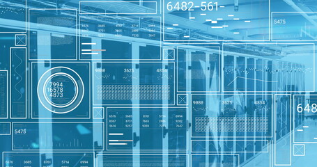 Obraz premium Image of financial data processing over computer severs