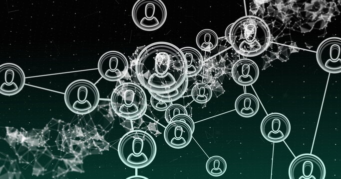 Image of dna strand over network of connections with people icons - Powered by Adobe