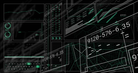 Image of digital data processing over dark background