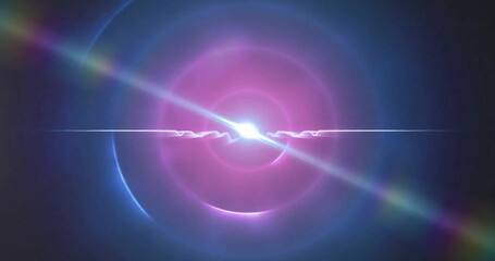 Image of glowing light trails moving on seamless loop on dark background