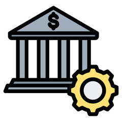 Central Bank Outline Color Icon