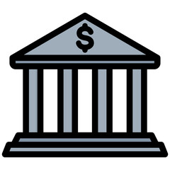 Bank Outline Color Icon