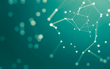 Obraz premium Abstract background. Molecules technology with polygonal shapes, connecting dots and lines. Connection structure. Big data visualization.