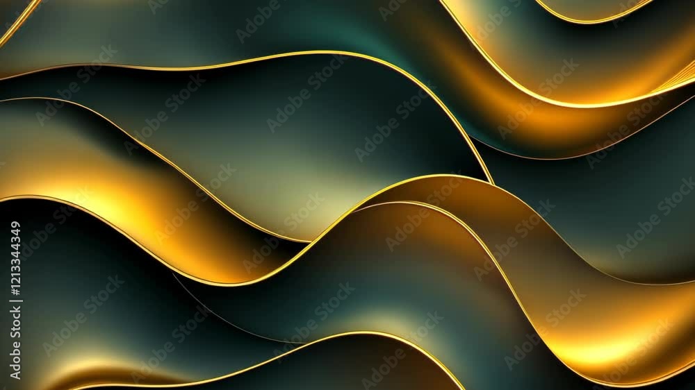 Poster swirling patterns of gold and black create a mesmerizing dance of light and shadow in elegant displa
