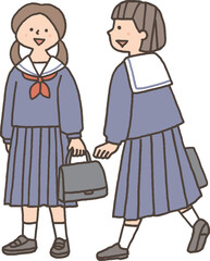 二人で歩く女子学生