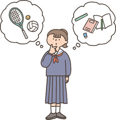 部活や勉強に悩む女子中学生