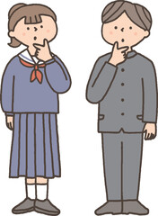 悩んでいる高校生の男女